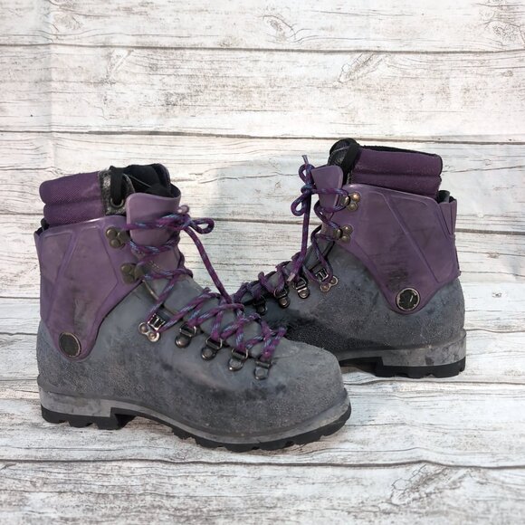 Scarpa Women’s Purple Suede Leather Hiking Mountaineering Boots Vibram Sole - Picture 5 of 10